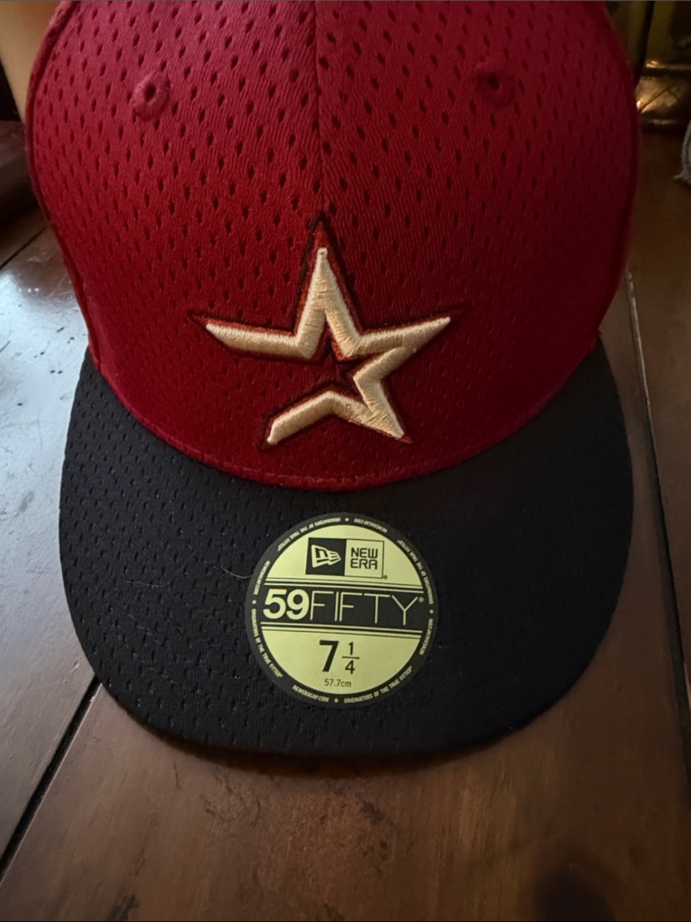 New Era 59FIFTY Red and Black Fitted Hat with Gold Star Logo